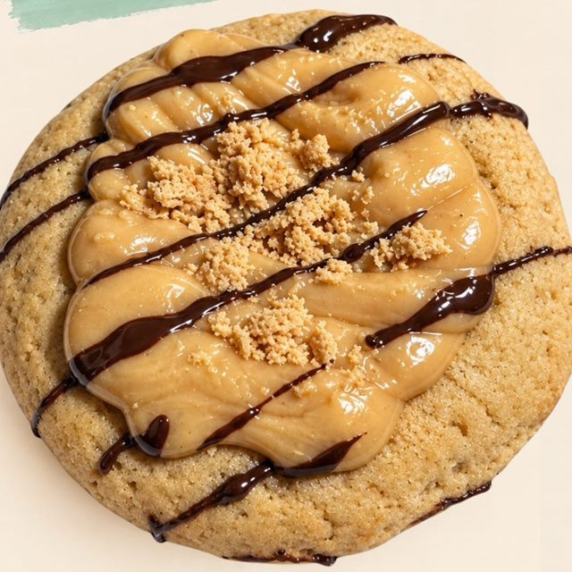 Cookie con crema de Mantecol, Mantecol rallado y chocolate.